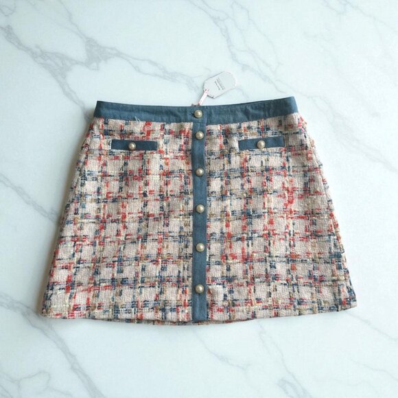 Nanette Lepore Dresses & Skirts - NANETTE LEPORE Multicolor Denim Trim Skirt Size XL NEW NWT